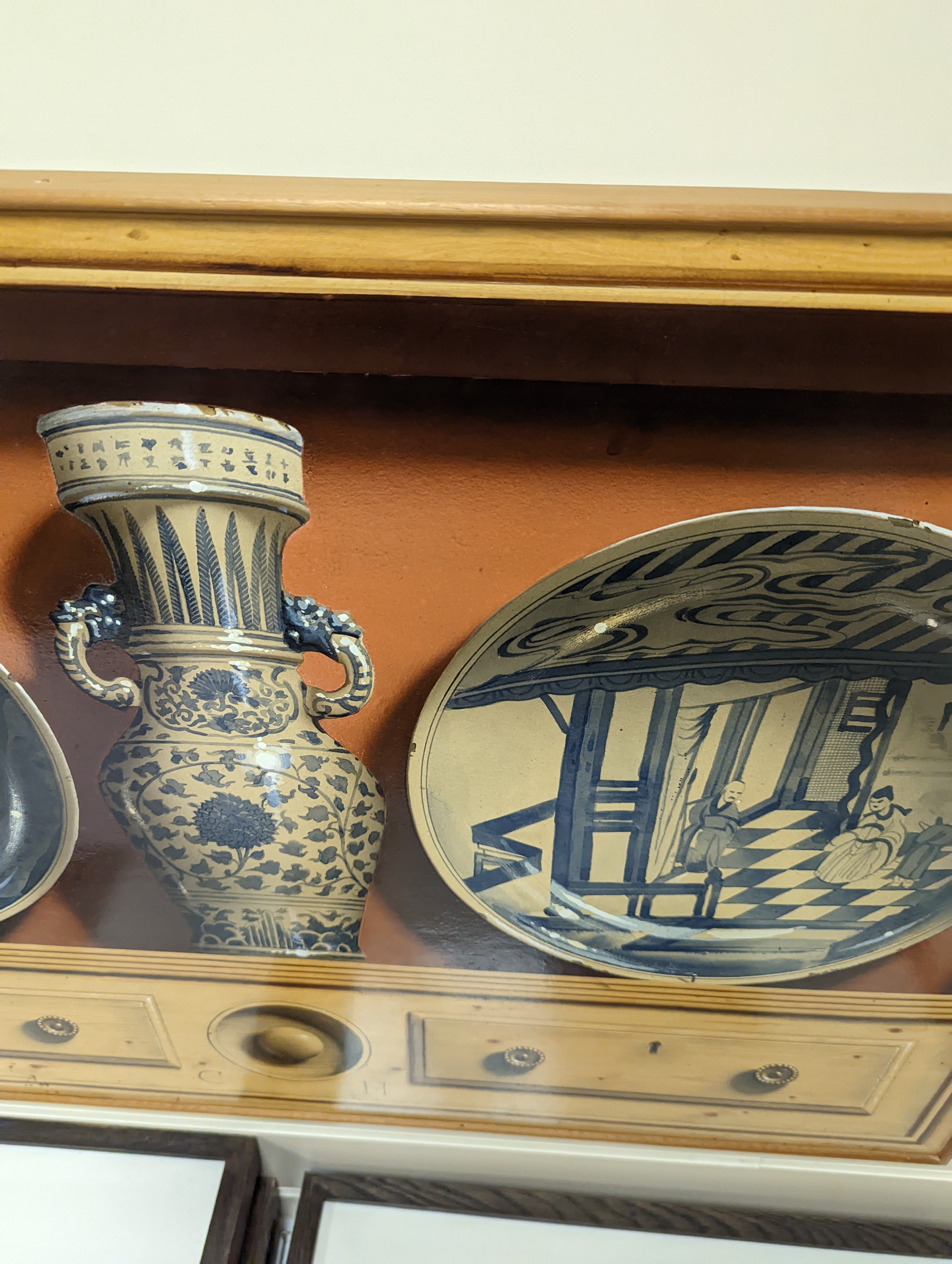 Frederick Clifford Harrison (1901-1984), oil on board, 'Chinese plates and vase from The David Foundation', initialled, 1970 Stacey Mark label verso, 54 x 79cm